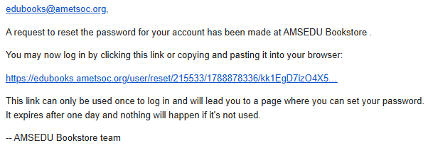 email with link to reset the password, all instances of the username are highlighted
